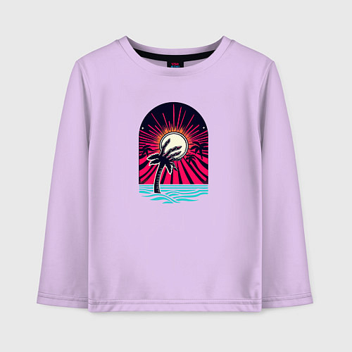 Детский лонгслив Ретро пальма с рукой зомби / Лаванда – фото 1