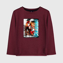 Лонгслив хлопковый детский NewJeans grunge, цвет: меланж-бордовый