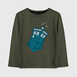 Лонгслив хлопковый детский Adventure tardis, цвет: меланж-хаки