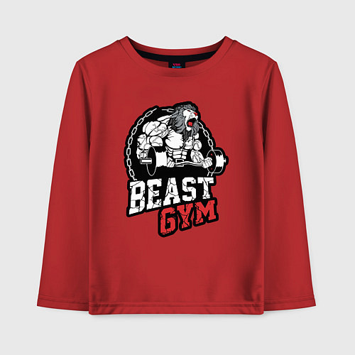 Детский лонгслив Лучший тренажерного зала - лев / Красный – фото 1