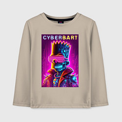 Лонгслив хлопковый детский Cyber Bart - neon glow ai art fantasy, цвет: миндальный