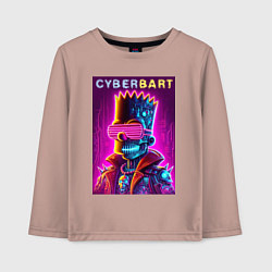 Лонгслив хлопковый детский Cyber Bart - neon glow ai art fantasy, цвет: пыльно-розовый