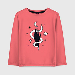 Лонгслив хлопковый детский Змея и космос, цвет: коралловый