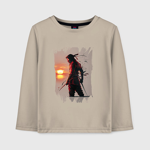 Детский лонгслив Ниндзя на закате / Миндальный – фото 1