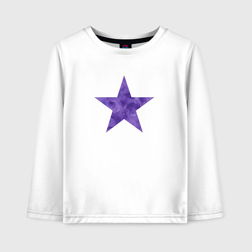 Детский лонгслив Акварельная звезда в фиолетовом / Белый – фото 1