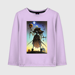 Лонгслив хлопковый детский Ведьма пугало - хэллоуин нейросеть, цвет: лаванда