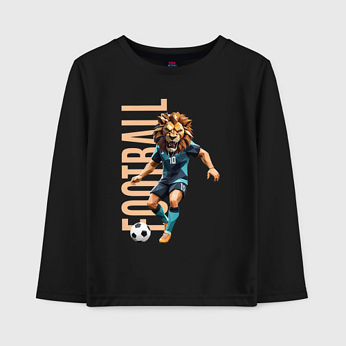 Детский лонгслив Львиный футбол / Черный – фото 1