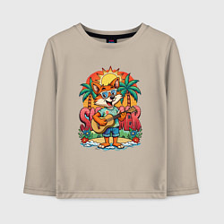 Лонгслив хлопковый детский Лисица с гитарой жаркое лето, цвет: миндальный