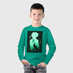 Лонгслив хлопковый детский Моя геройская академия Идзуку Мидория герой, цвет: зеленый — фото 2