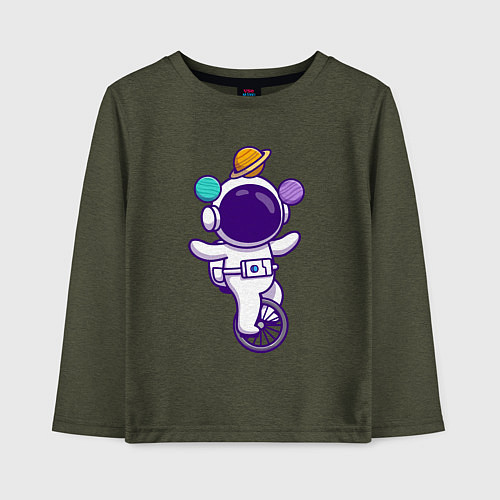 Детский лонгслив Космонавт жонглёр / Меланж-хаки – фото 1