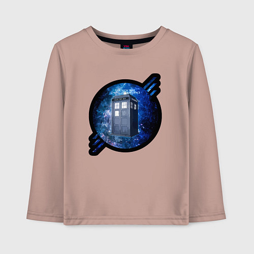 Детский лонгслив Tardis in space / Пыльно-розовый – фото 1