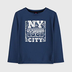 Лонгслив хлопковый детский New York city music, цвет: тёмно-синий