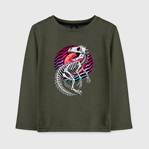 Детский лонгслив Скелет динозавра / Меланж-хаки – фото 1