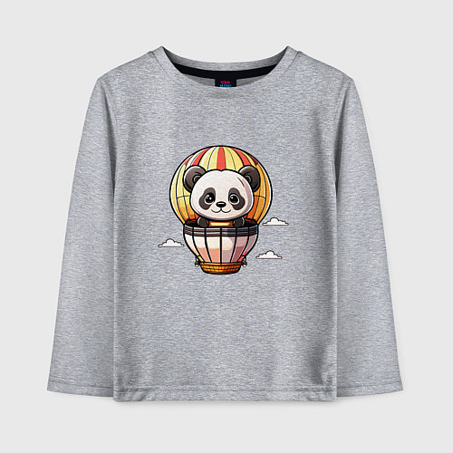 Детский лонгслив Панда на воздушном шаре / Меланж – фото 1