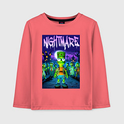 Лонгслив хлопковый детский Zombie Bart Simpson - nightmare, цвет: коралловый
