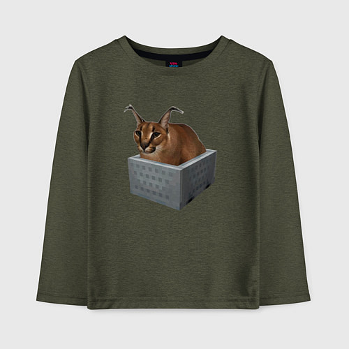 Детский лонгслив Кот блоггер Шлепа / Меланж-хаки – фото 1