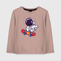 Лонгслив хлопковый детский Скейтер космонавт, цвет: пыльно-розовый
