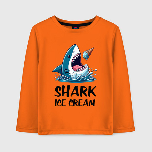 Детский лонгслив Shark ice cream - ai art / Оранжевый – фото 1