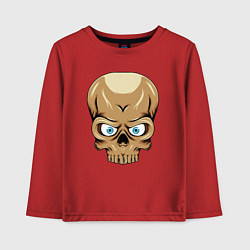 Лонгслив хлопковый детский Черепушка, цвет: красный