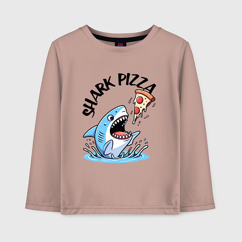 Детский лонгслив Shark pizza - ai art fantasy / Пыльно-розовый – фото 1