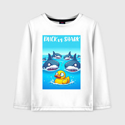 Детский лонгслив Duck vs shark - ai art fantasy