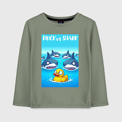 Детский лонгслив Duck vs shark - ai art fantasy