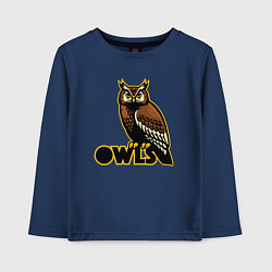 Лонгслив хлопковый детский Owls, цвет: тёмно-синий