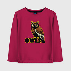 Лонгслив хлопковый детский Owls, цвет: маджента