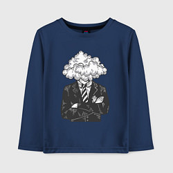 Лонгслив хлопковый детский Босс туча, цвет: тёмно-синий