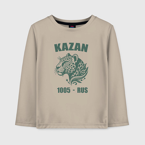 Детский лонгслив Город Казань 1005 год снежный барс ретро стиль / Миндальный – фото 1
