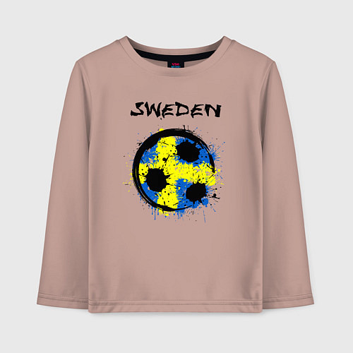 Детский лонгслив Сборная - Швеция / Пыльно-розовый – фото 1