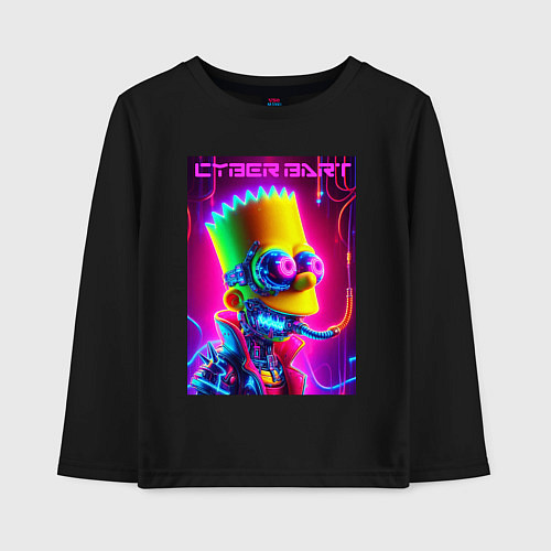 Детский лонгслив Cyber Bart - neon glow fantasy / Черный – фото 1