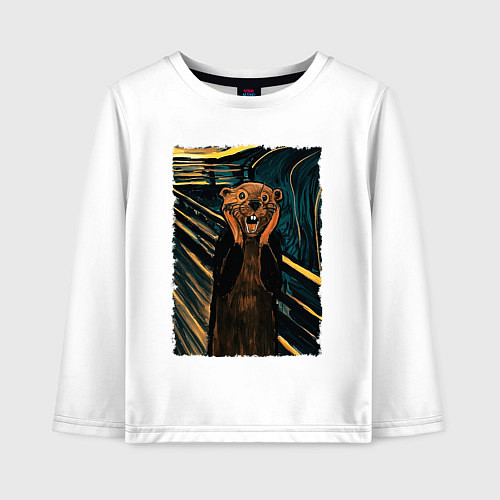 Детский лонгслив Бобер курва крик / Белый – фото 1