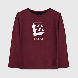 Лонгслив хлопковый детский Zenless Zone Zero logo, цвет: меланж-бордовый