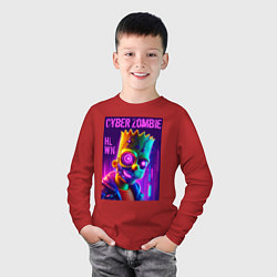 Лонгслив хлопковый детский Bart Simpson cyber zombie - halloween ai art, цвет: красный — фото 2