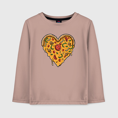 Детский лонгслив Pizza heart / Пыльно-розовый – фото 1