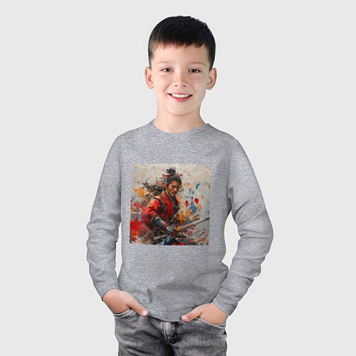 Детский лонгслив Краски самурая / Меланж – фото 3