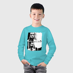 Лонгслив хлопковый детский Depeche Mode - Devotional gahan, цвет: бирюзовый — фото 2
