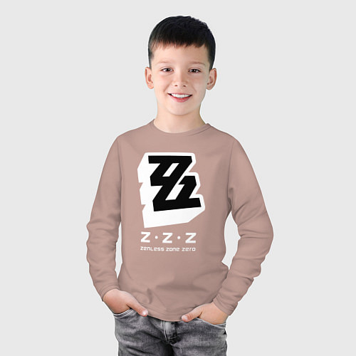 Детский лонгслив Zenless zone zero лого / Пыльно-розовый – фото 3
