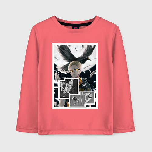 Детский лонгслив Цукишима: Волейбол - Haikyuu / Коралловый – фото 1