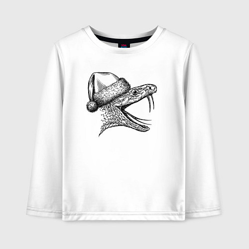 Детский лонгслив Профиль новогоднего змея / Белый – фото 1
