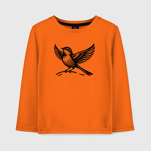 Детский лонгслив Пташка / Оранжевый – фото 1