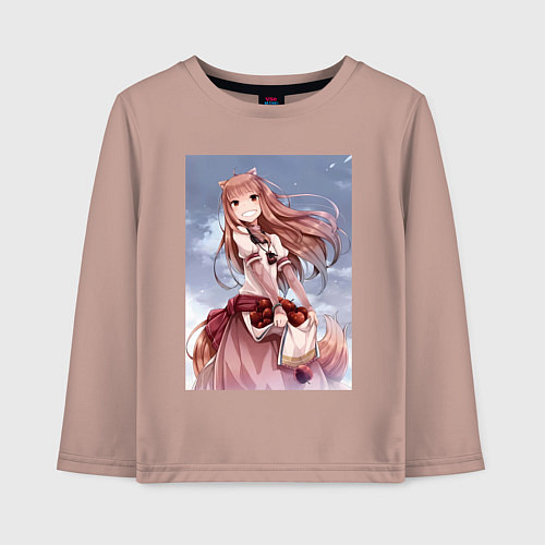 Детский лонгслив Волчица и пряности арт Холо / Пыльно-розовый – фото 1