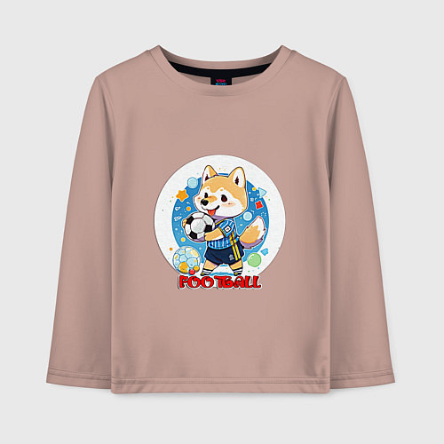 Детский лонгслив Круглый стикер футболист / Пыльно-розовый – фото 1