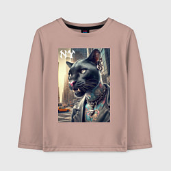 Лонгслив хлопковый детский Cool dude panther from New York - ai art, цвет: пыльно-розовый