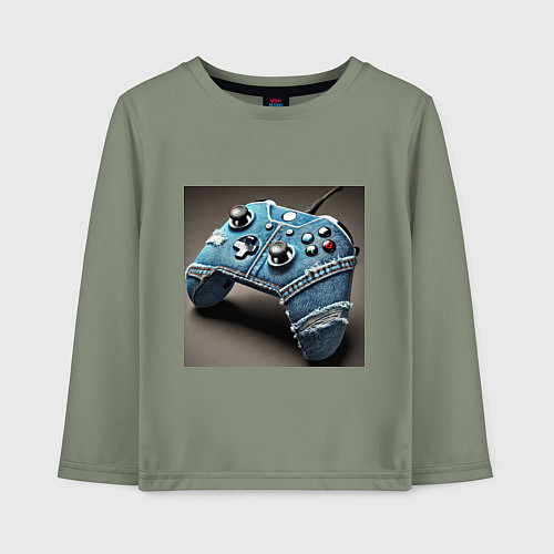 Детский лонгслив Джинсовый геймпад для видеоигр / Авокадо – фото 1