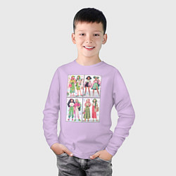 Лонгслив хлопковый детский Девчонки - модницы набор открыток, цвет: лаванда — фото 2