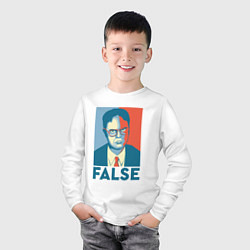 Лонгслив хлопковый детский Dwight false - офис, цвет: белый — фото 2