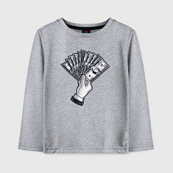 Лонгслив хлопковый детский Доллары в руке, цвет: меланж