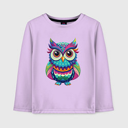 Лонгслив хлопковый детский Психоделическая сова, цвет: лаванда